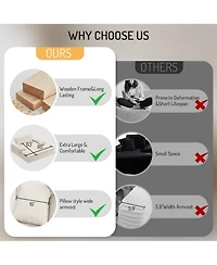 Streamdale Furniture Oversized Double Chaise Lounge, Deep Seat, Chenille Sofa, Large Pillows,