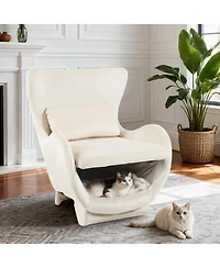 Streamdale Furniture Velvet Lounge Chair, 2-in-1 Pet Friendly Accent Chair