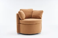 Simplie Fun Teddy Fabric Swivel And Storage Chair With Back Cushion For Living Room, Khaki