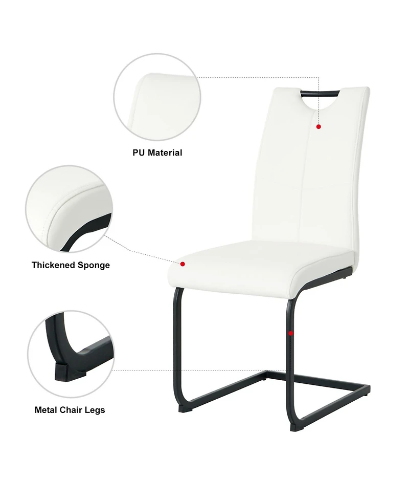 Streamdale Furniture Streamdale Modern White Pu Dining Chair with Black Metal Legs (Set of 4