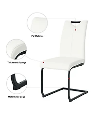 Streamdale Furniture Streamdale Modern White Pu Dining Chair with Black Metal Legs (Set of 4
