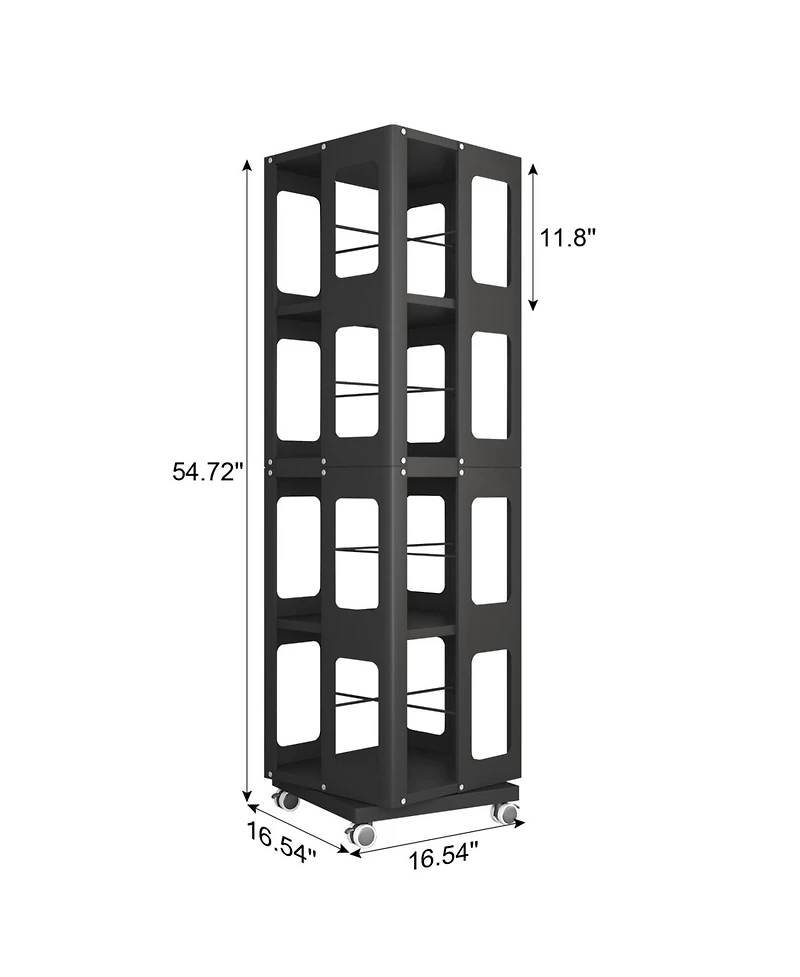 Streamdale Furniture Rotating Steel Bookshelf with Wheels