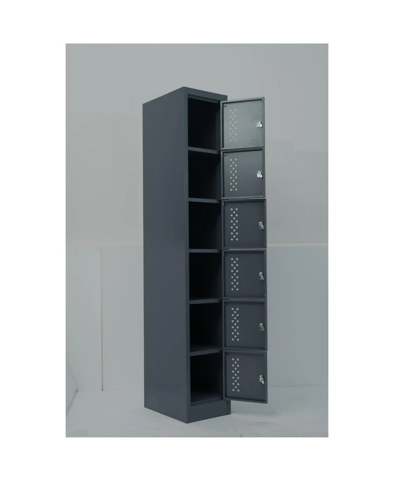 Streamdale Furniture Metal Garage Cabinet - 6-Compartment Steel Locker