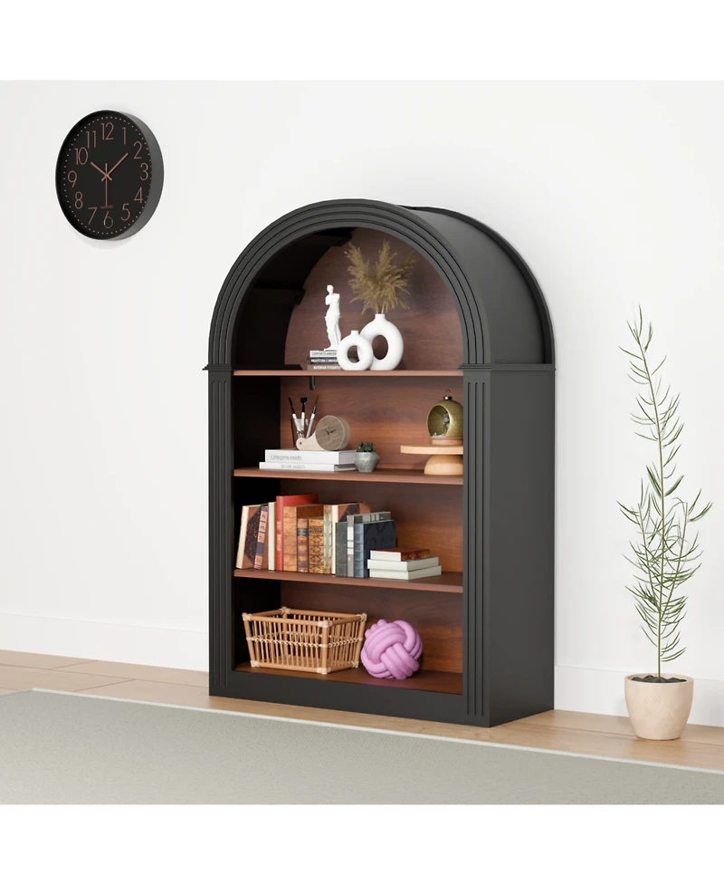 Streamdale Furniture 4-Shelf Tall Bookcase, 45.66" Black Wood Open Display