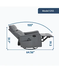 Streamdale Furniture Grey Faux Leather Massage Recliner Rocker Swivel Chair