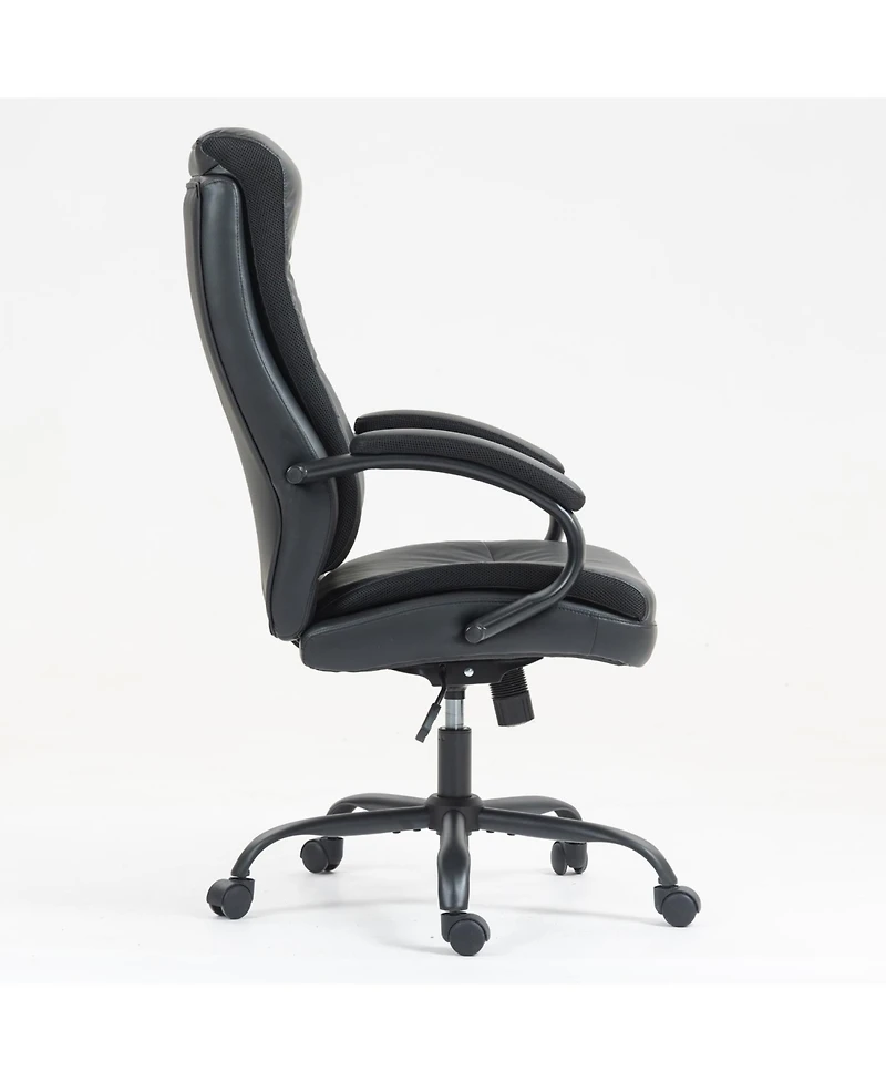 Streamdale Furniture Ergonomic Pu Leather Office Chair with Lumbar Support
