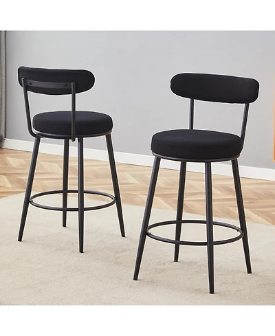 Streamdale Furniture Ergonomic High Leg Bar Chairs - Black Fabric 35.5" - 2 Pack