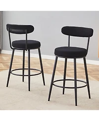 Streamdale Furniture Ergonomic High Leg Bar Chairs - Black Fabric 35.5" - 2 Pack