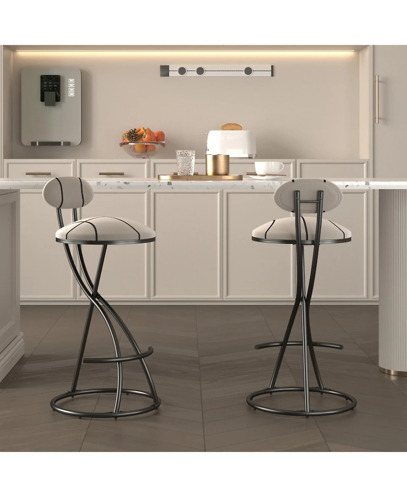 Streamdale Furniture Striped Upholstered Bar Stools - Set of 2