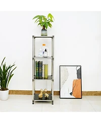 Streamdale Black 4-Tier Stainless Steel Shelving Unit - Heavy Duty, Durable