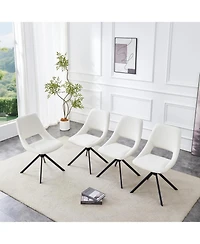 Streamdale Furniture Swivel Dining Chairs Set of 4, Gold Mesh Leather, High Back (White)