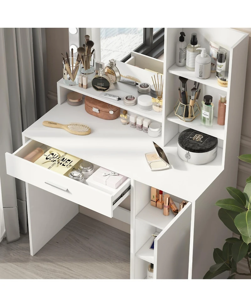 Streamdale Furniture Vanity Desk w/ Mirror & Light, Drawer & Storage