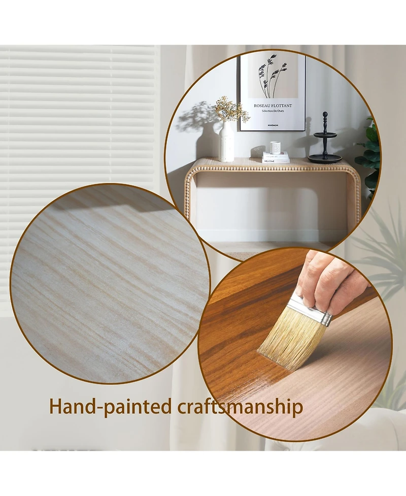 Streamdale Furniture 59in Natural Wood Console Table with Wood Beads