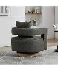 Streamdale Furniture Swivel Accent Barrel Chair with Weathered Base, 29.1"W