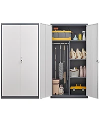 Streamdale Furniture Gray Metal Lockable Wardrobe - Fireproof & Waterproof