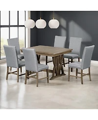 Streamdale Furniture Streamdale Mid-Century Extendable Dining Set, Solid Wood, 6 Seats, Golden Brown