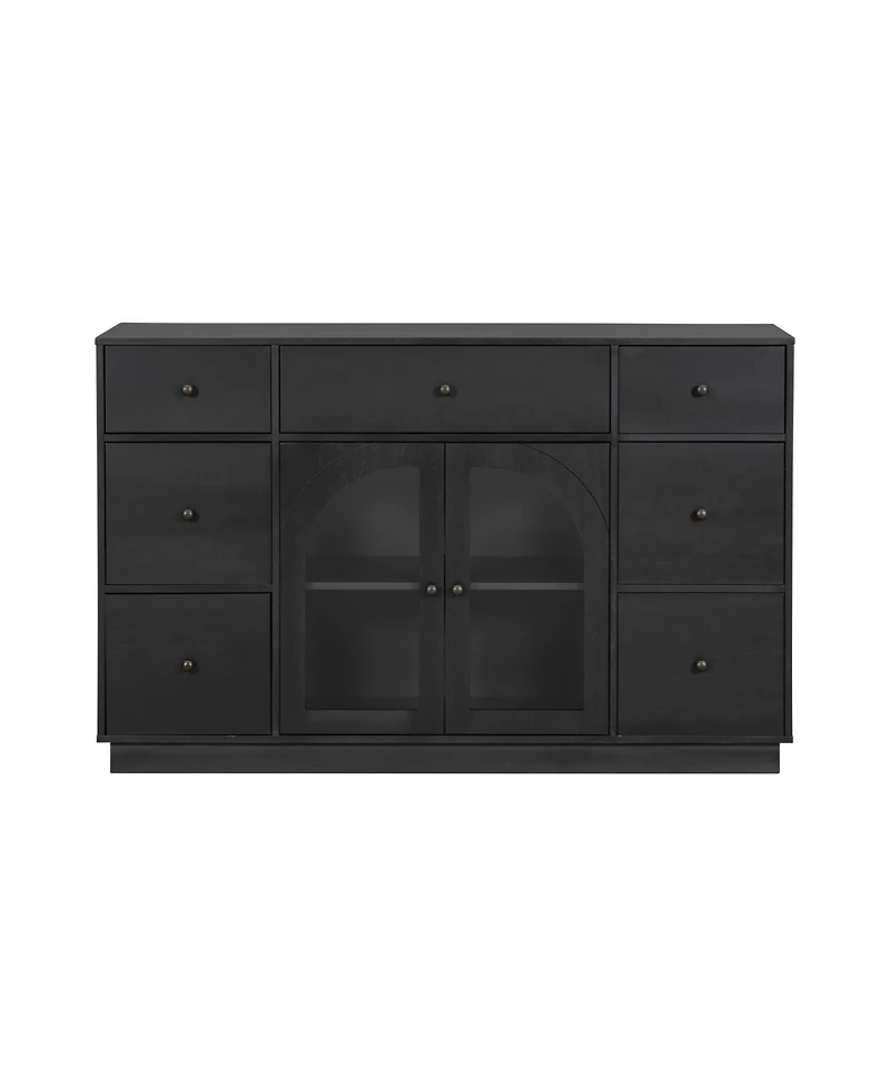 Streamdale Furniture Black 2-Door 7-Drawer Storage Cabinet