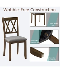 Streamdale Furniture Walnut Wood Dining Chairs Set of 4, Padded Seat