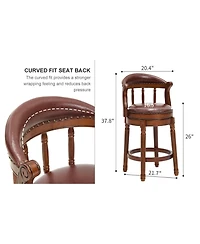 Streamdale Furniture Leather Swivel Bar Stool, 26.5", Brown