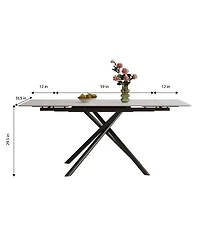 Streamdale Furniture Streamdale Retractable Sintered Stone Dining Table Set (Table + 8 Chairs