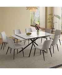Streamdale Furniture Streamdale Retractable Sintered Stone Dining Table Set (Table + 8 Chairs