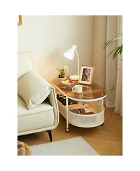 Streamdale Furniture Movable oval metal glass coffee table with storage