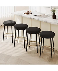 Streamdale Furniture Modern Counter Stools (4), 24.75", Black w/Iron Frame, Cushions