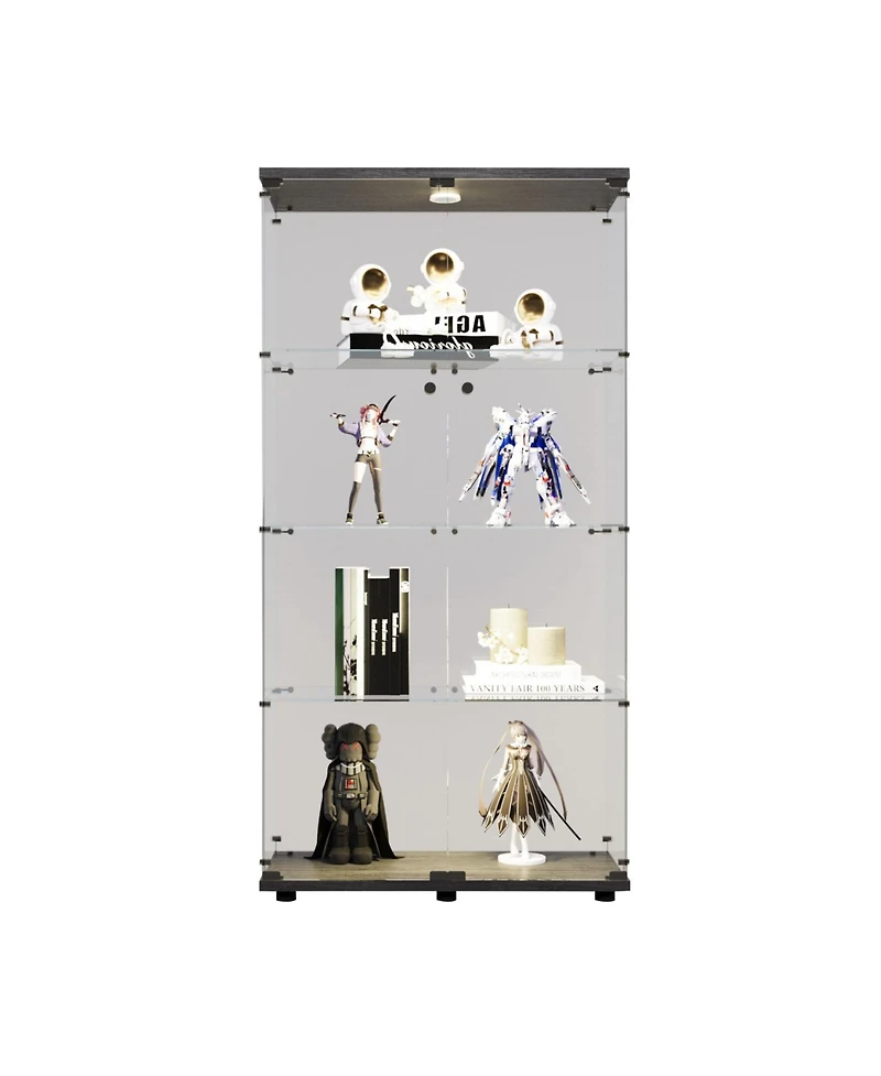 Streamdale Furniture Led Glass Display Cabinet with 4 Shelves, 64.7"x31.7"x14.3")