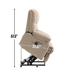 Streamdale Furniture Beige Chenille Power Lift Recliner with Massage and Heating