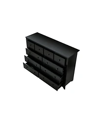 Streamdale Furniture Black 10-Drawer Dresser - Wide Chest, Sturdy & Safe