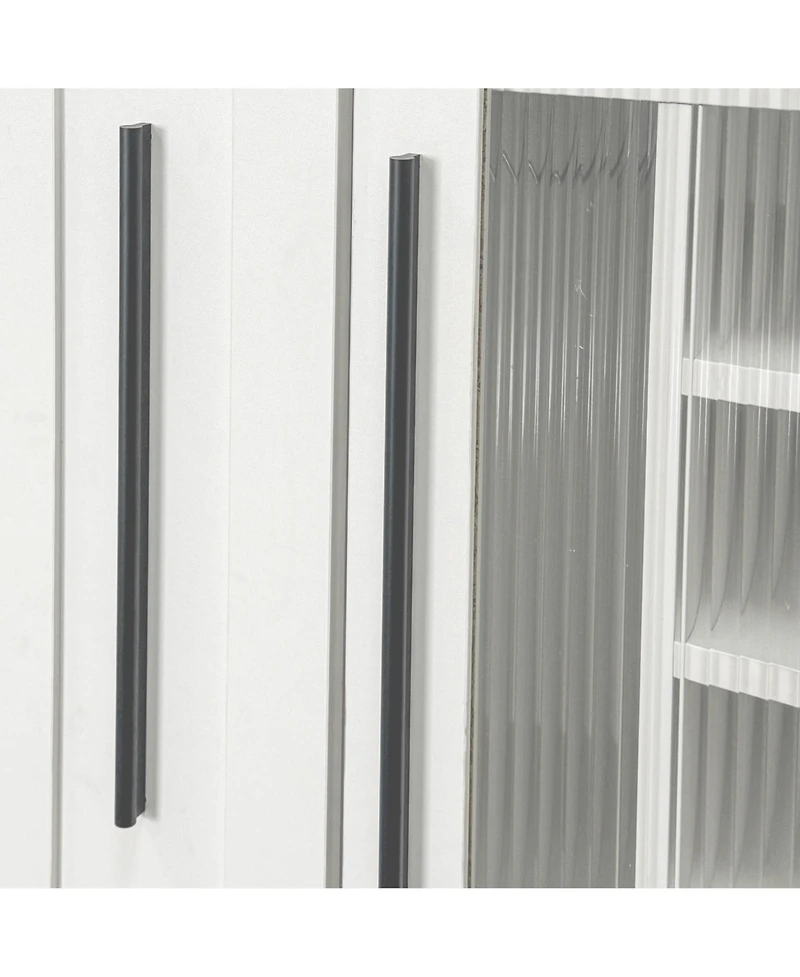 Streamdale Furniture Farmhouse Pantry Cabinet - Pull-Out Shelves & Glass Doors