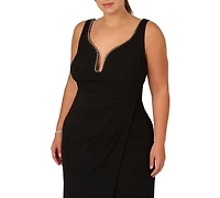 Adrianna Plus Embellished Crepe Gown