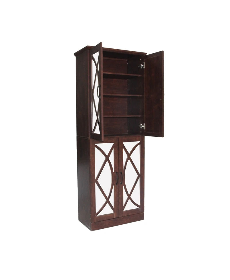 Streamdale Furniture 68" Shoe Cabinet with Doors, 8-Tier Adjustable Shoe Organizer, Walnut