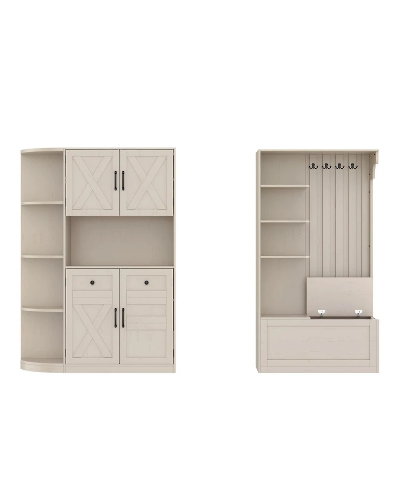 Streamdale Furniture Hall Cabinet with Storage & Hooks