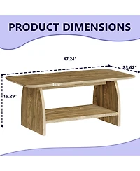 Streamdale Furniture 47" Modern Double-Layer Coffee Table with Storage