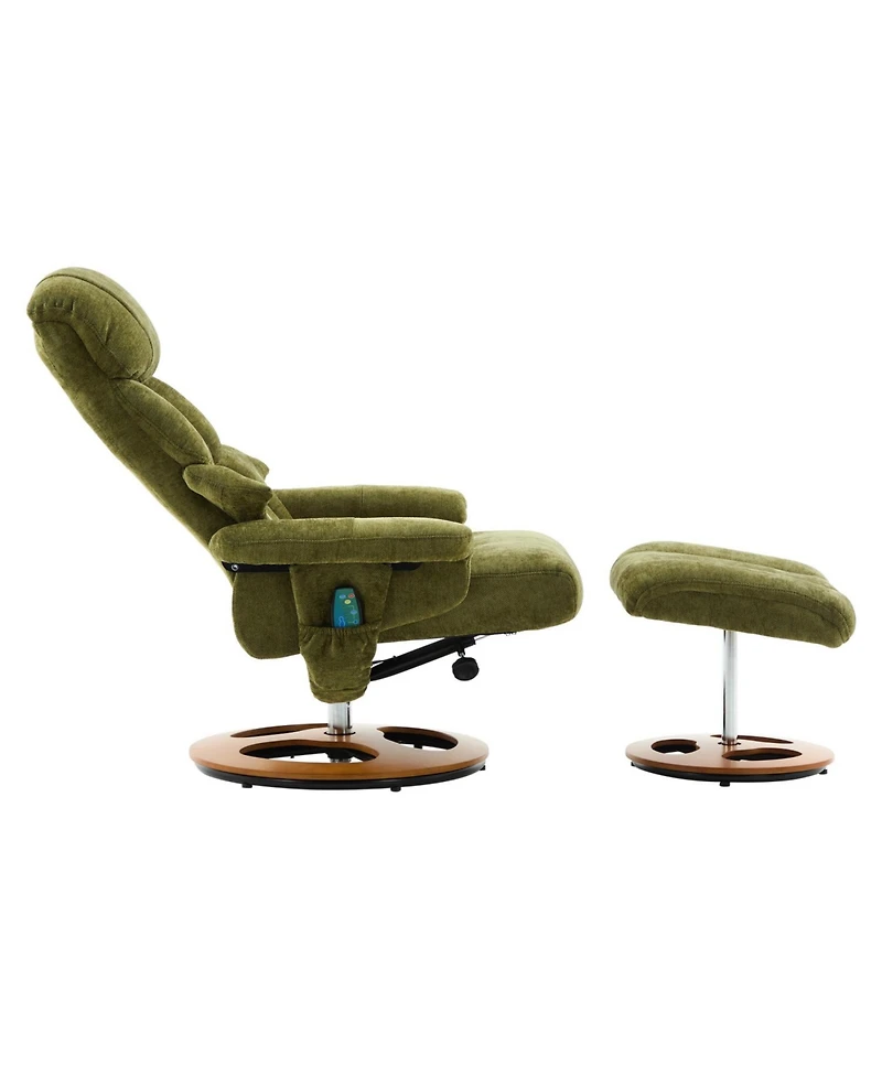 Streamdale Furniture Ergonomic Recliner Chair with Ottoman, Massage, Heat, 360 Swivel, Green