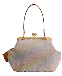 Coach Crystal Signature Jacquard Kisslock Frame Medium Shoulder Bag