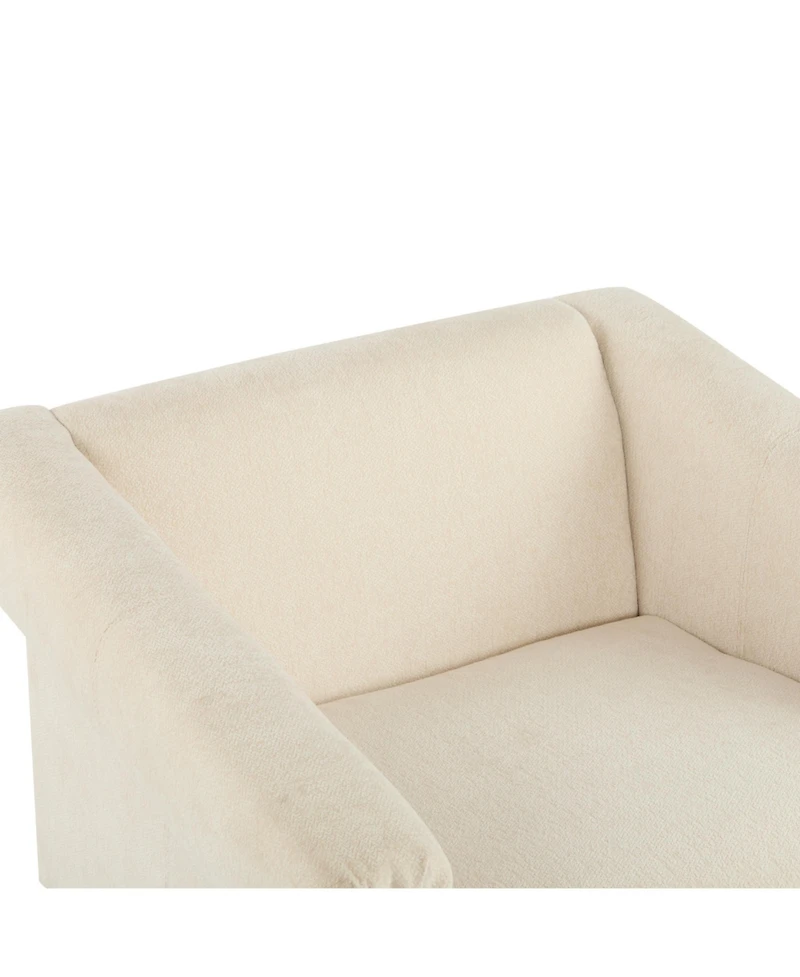 Streamdale Furniture Streamdale Mid-Century Modern Accent Chair White Fabric, Deep Cushions, Wide Armrests