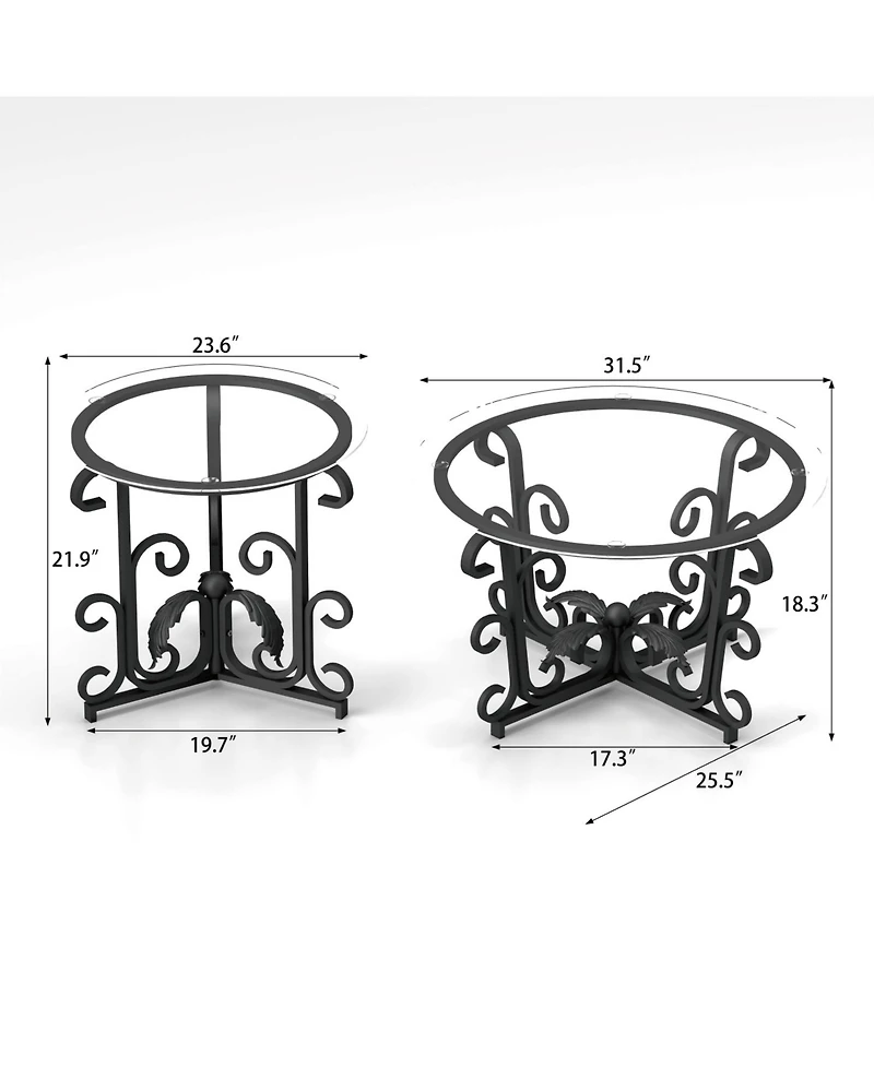 Streamdale Furniture Tempered Glass Coffee Table Set - Rustic Black