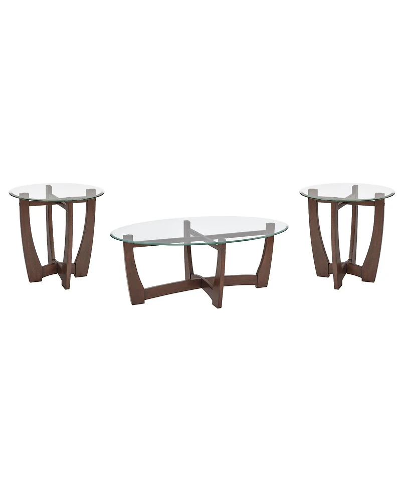 Streamdale 48" Oval Glass Coffee Table, Cherry Finish