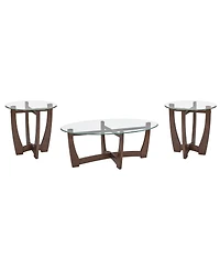 Streamdale 48" Oval Glass Coffee Table, Cherry Finish