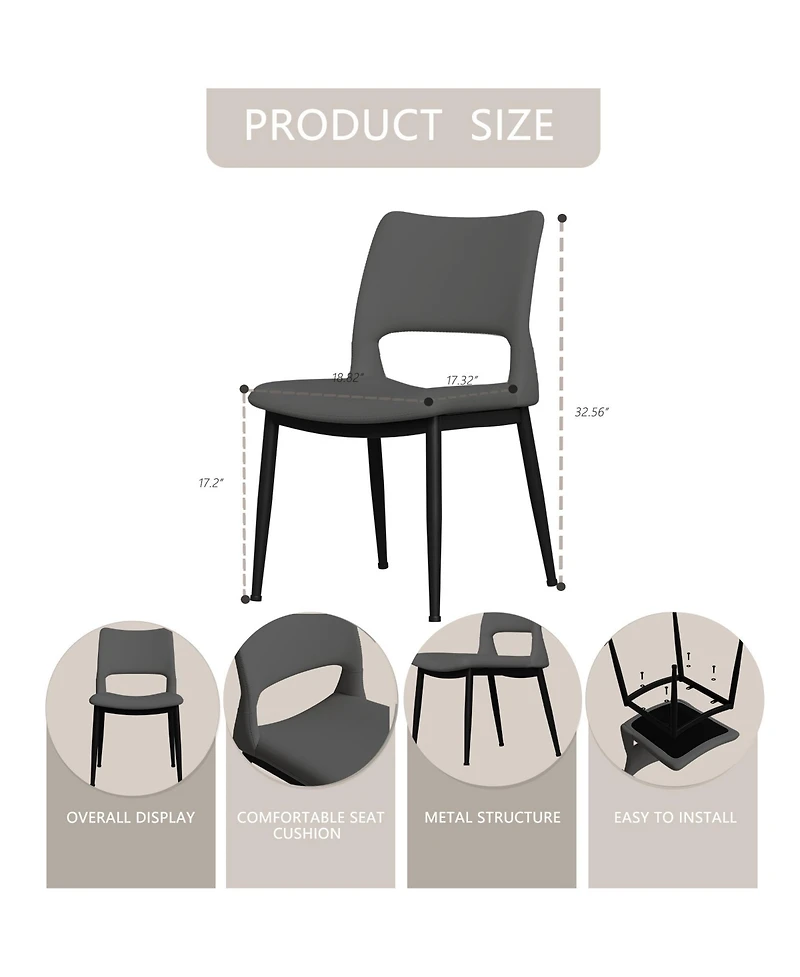 Streamdale Furniture Grey Pu Leather Dining Chairs (Set of 2)