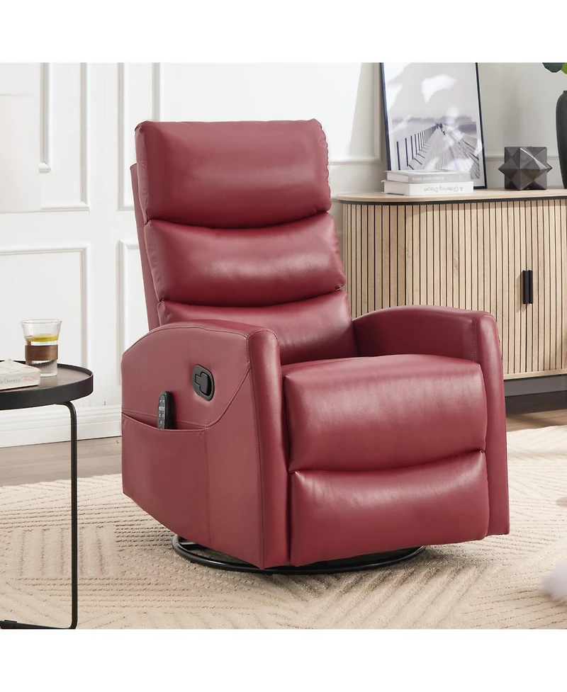 Streamdale Furniture Red Fabric Heat Massage Rocker Recliner