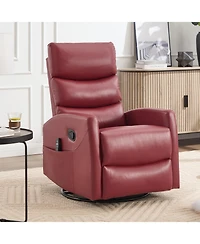 Streamdale Furniture Red Fabric Heat Massage Rocker Recliner