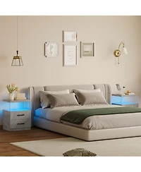 Streamdale Led Nightstand with 2 Drawers - Grey