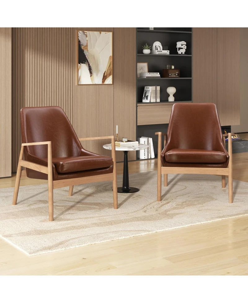 Streamdale Pu Leather Accent Chairs (Set of 2)
