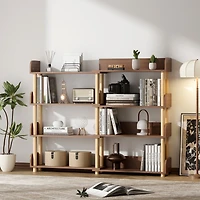 Streamdale Furniture 4-Tier Rotatable Bookcase, Wood Corner Shelf, Rustic Storage Rack for Books, CDs, Movies