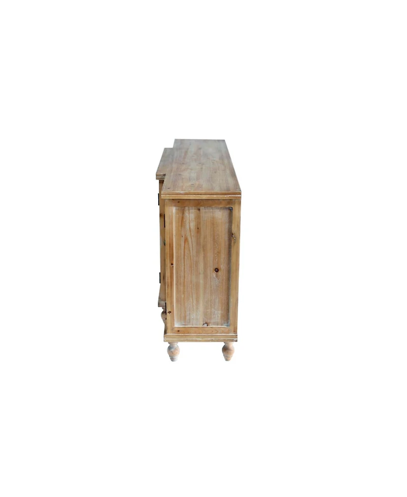 Streamdale Furniture Hollow-Carved Accent Cabinet Distressed Wood Adjustable Shelves