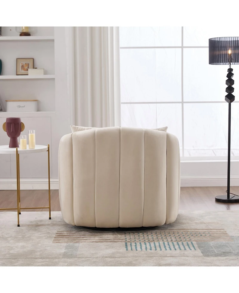 Streamdale Furniture Velvet Swivel Barrel Chair & Half Sofa w/ Pillows