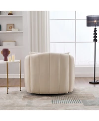 Streamdale Furniture Velvet Swivel Barrel Chair & Half Sofa w/ Pillows